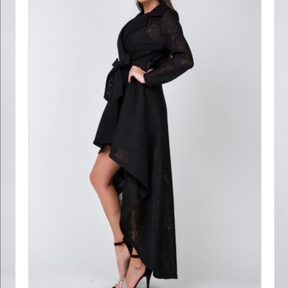 NWOT Lace Hi-Low Maxi Coat, Sz S - Picture 4 of 7